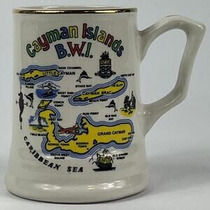 Cayman Islands BWI Miniature Novelty Mug Cup Travel Souvenir Caribbean Sea Map